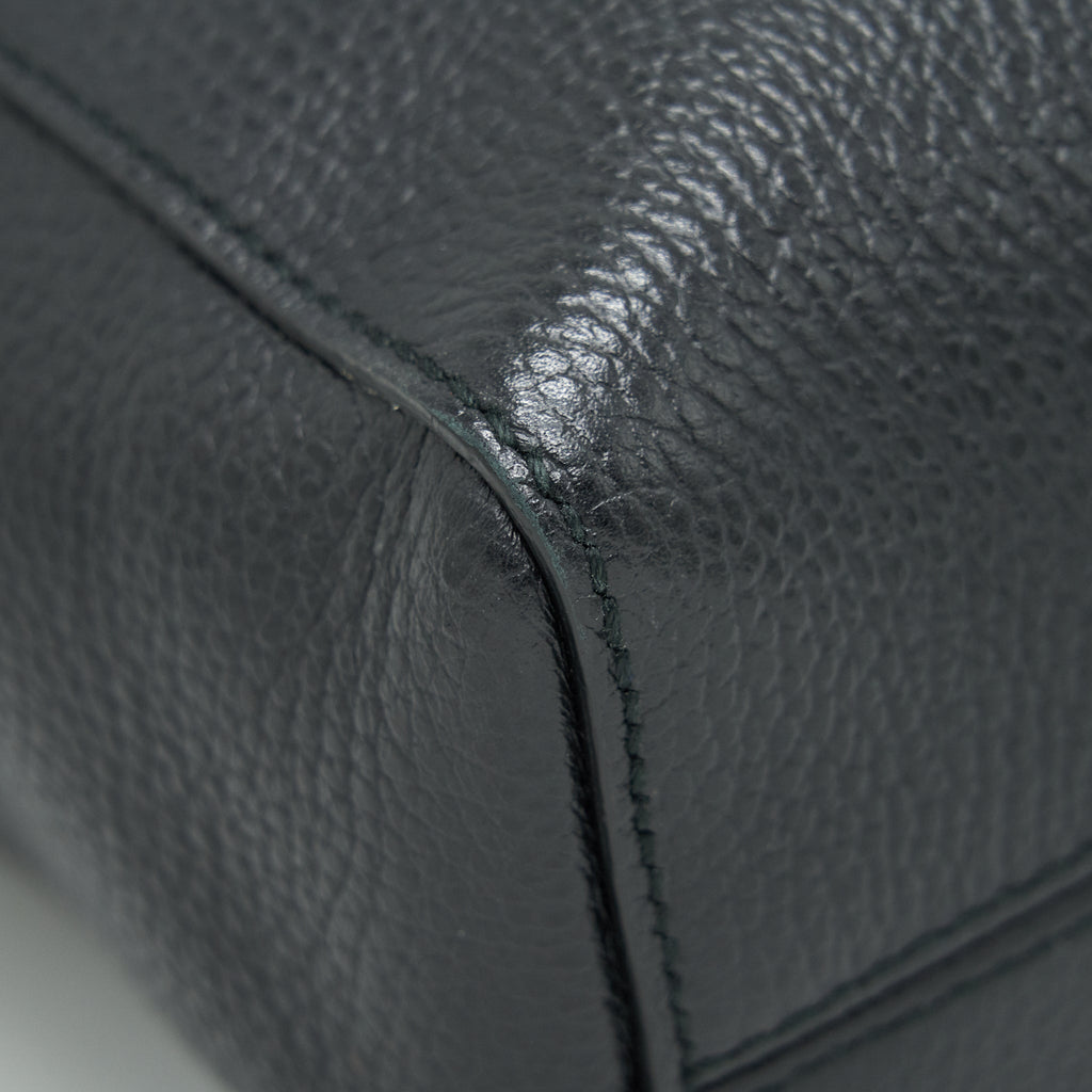 GUCCI GRAINED CALFSKIN TOTE BAG BLACK WITH LONG STRAP