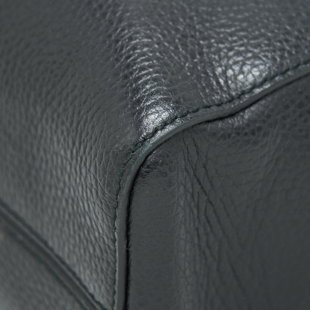 GUCCI GRAINED CALFSKIN TOTE BAG BLACK WITH LONG STRAP
