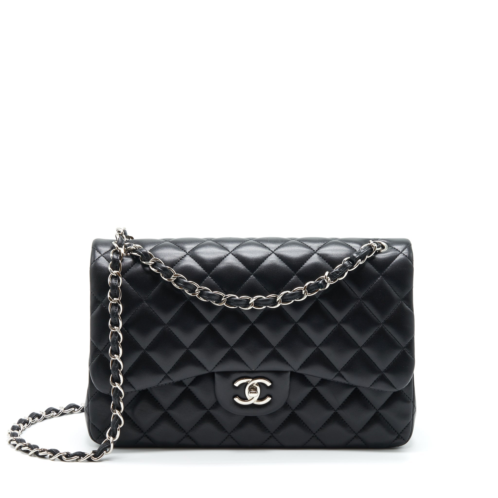 CHANEL JUMBO CLASSIC DOUBLE FLAP LAMBSKIN BLACK SHW