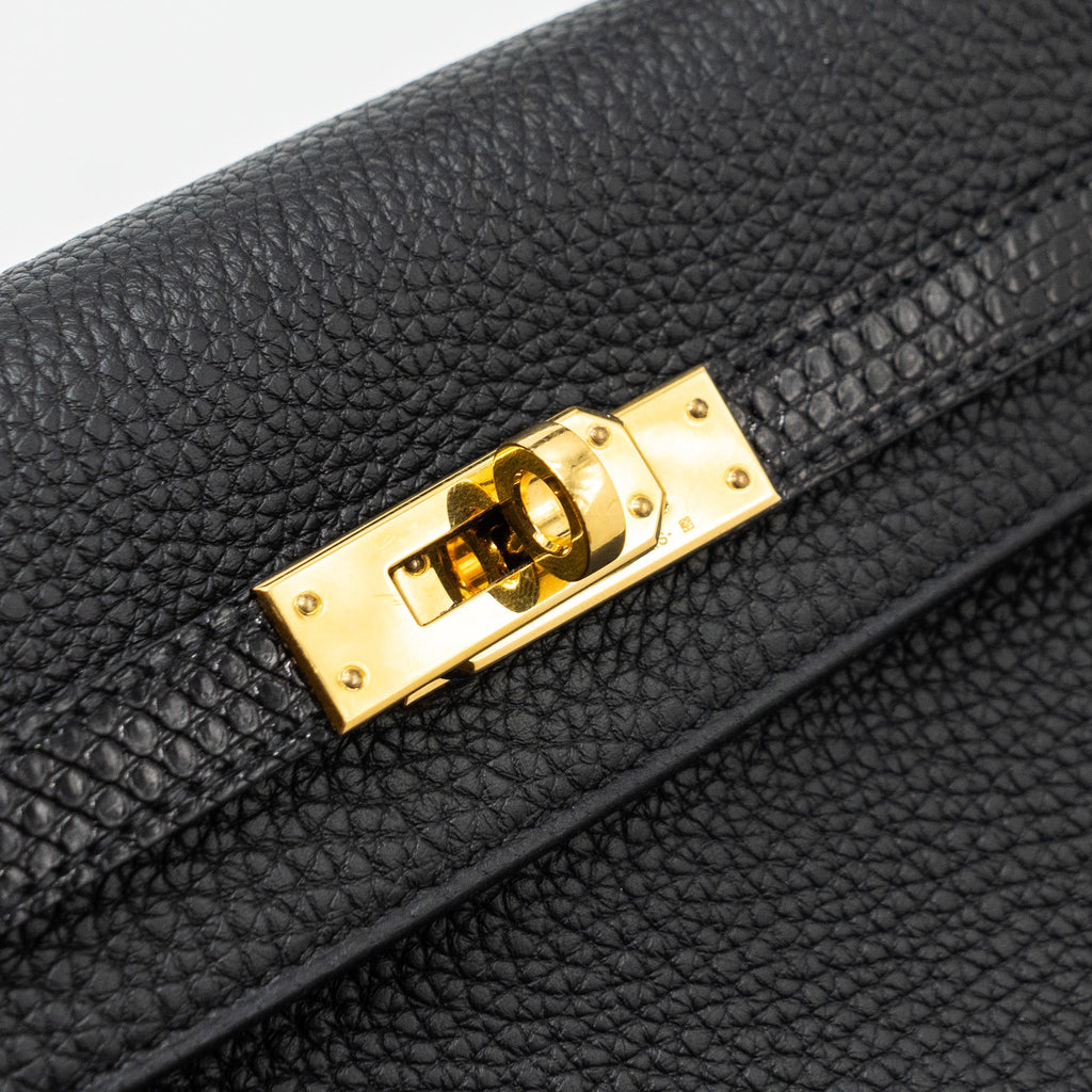 HERMES TOUCH KELLY 25 TOGO / LIZARD BLACK GHW
