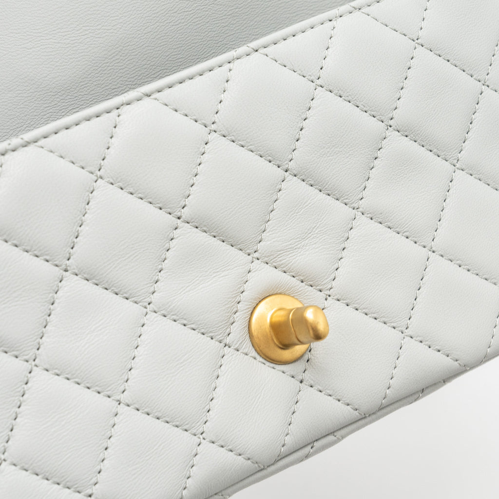 CHANEL 23C PEARL CRUSH MINI RECTANGULAR FLAP BAG LAMBSKIN LIGHT GREY GHW (MICROCHIP)