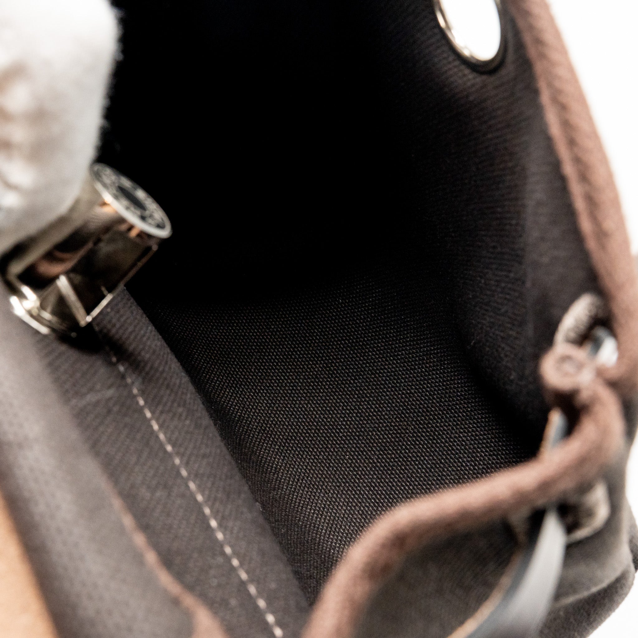 HERMES HERBAG MINI CANVAS/HUNTER LEATHER EBENE SHW