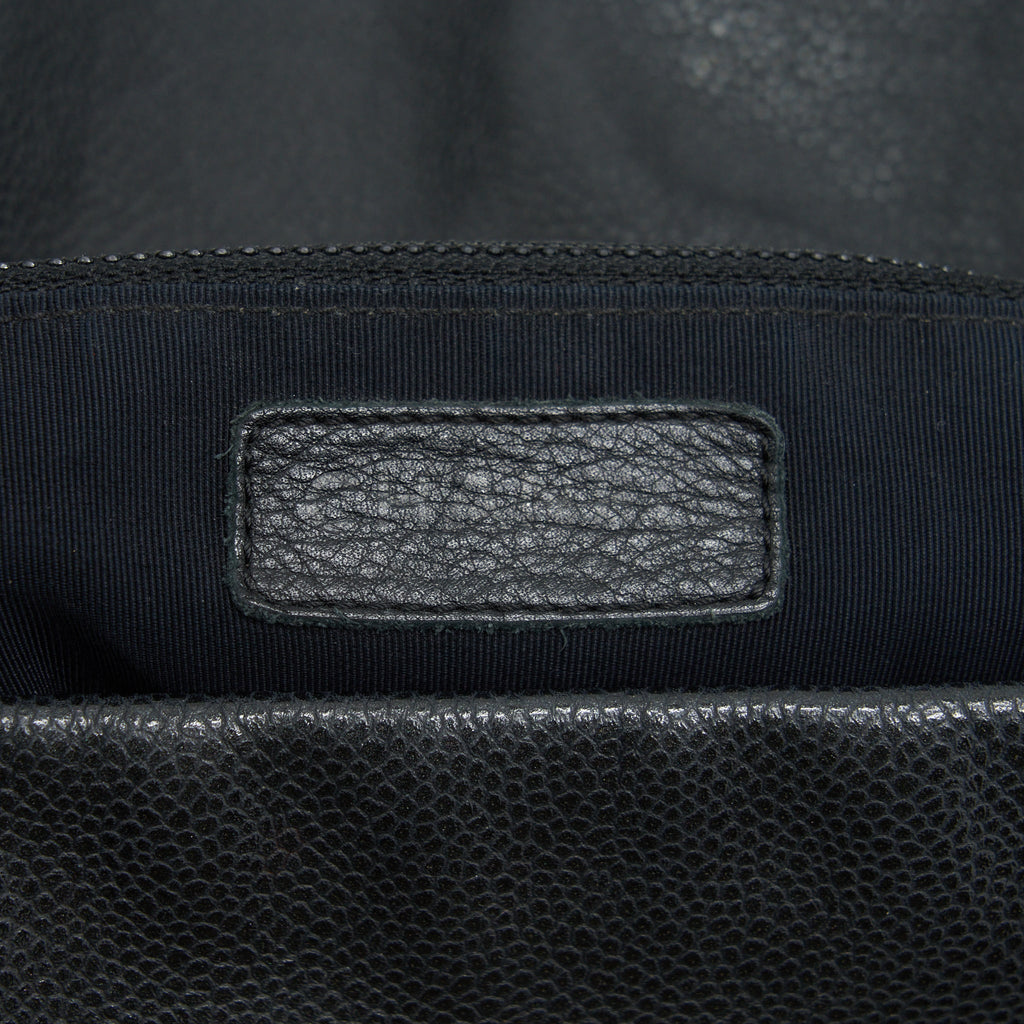 CHANEL VINTAGE SHOULDER BAG CAVIAR BLACK RUTHENIUM HARDWARE