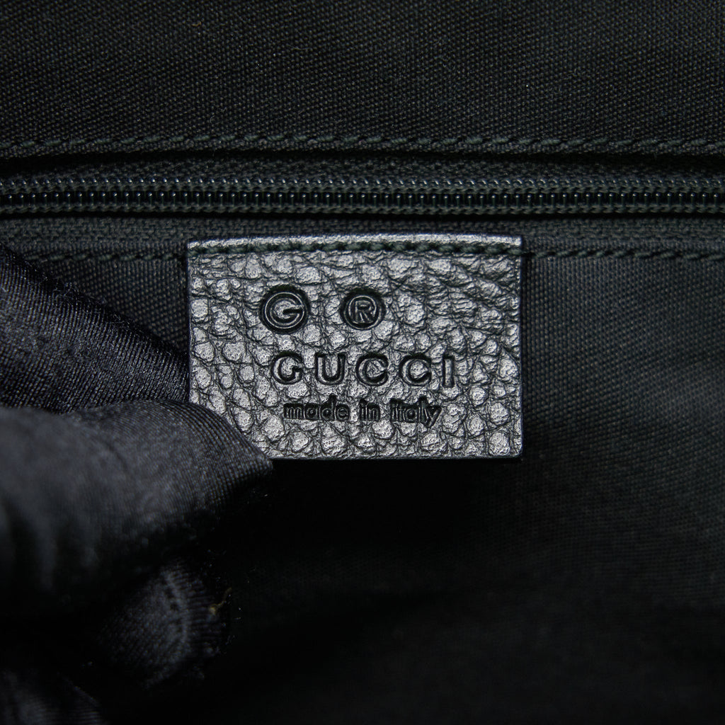 GUCCI GG CANVAS SHOPPING BAG DARK GREEN / BLACK