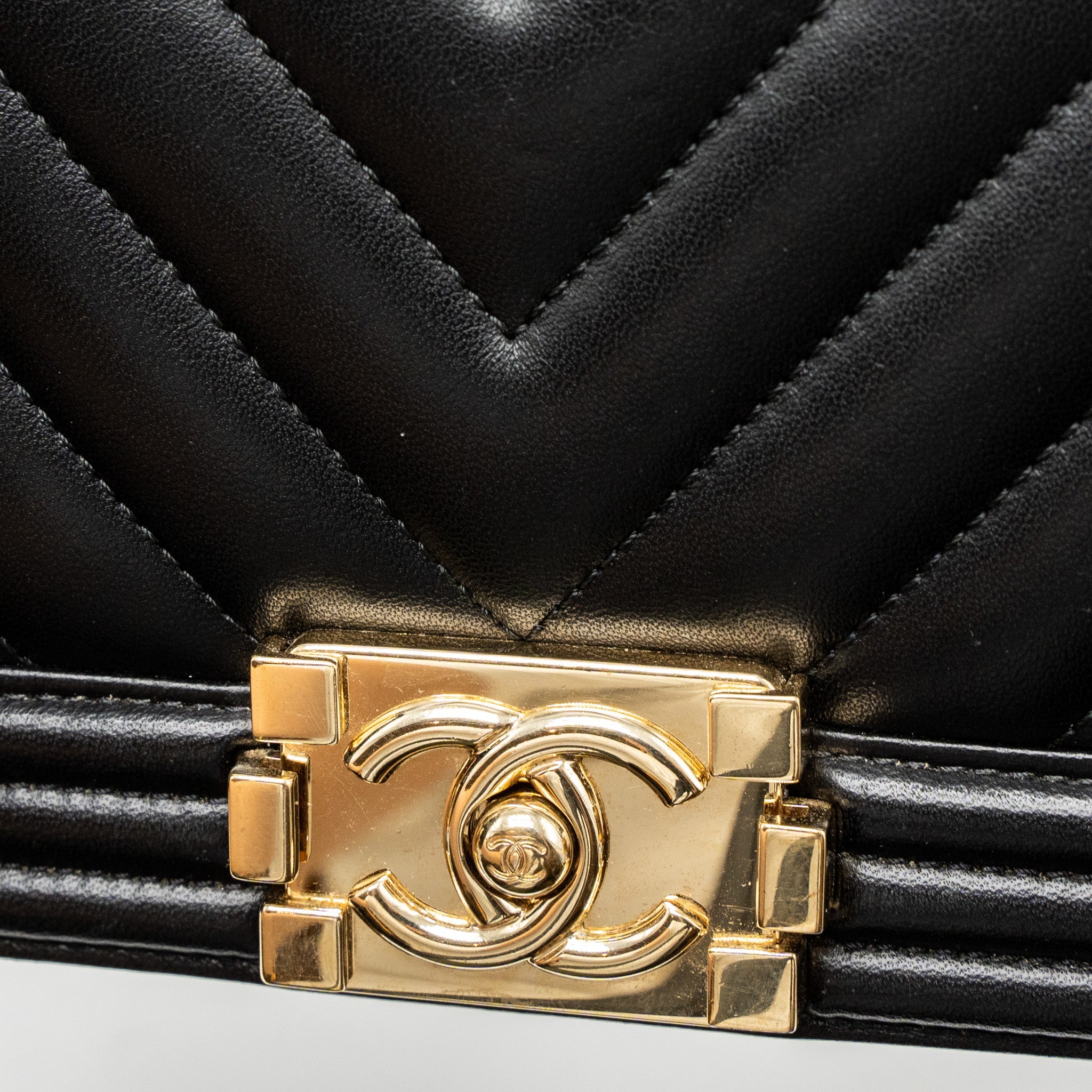 CHANEL SMALL CHEVRON BOY BAG LAMBSKIN BLACK GHW