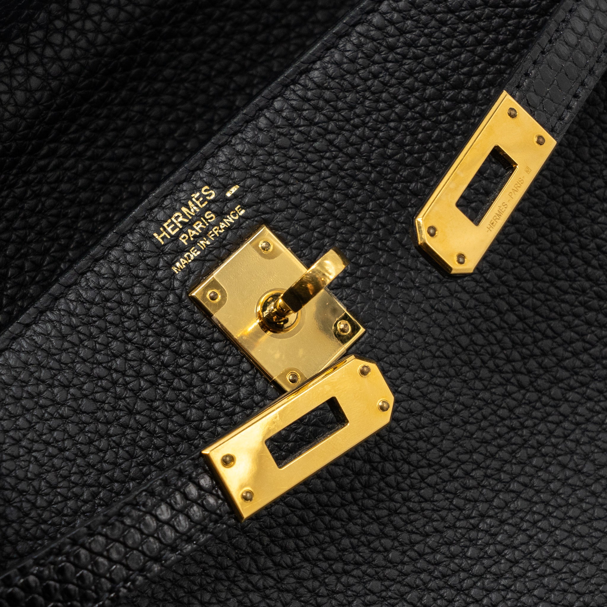 HERMES TOUCH KELLY 25 TOGO / LIZARD BLACK GHW