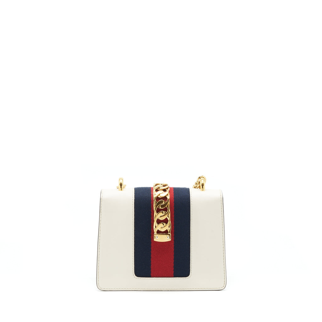 GUCCI MINI SYLVIE CHAIN BAG WHITE GHW