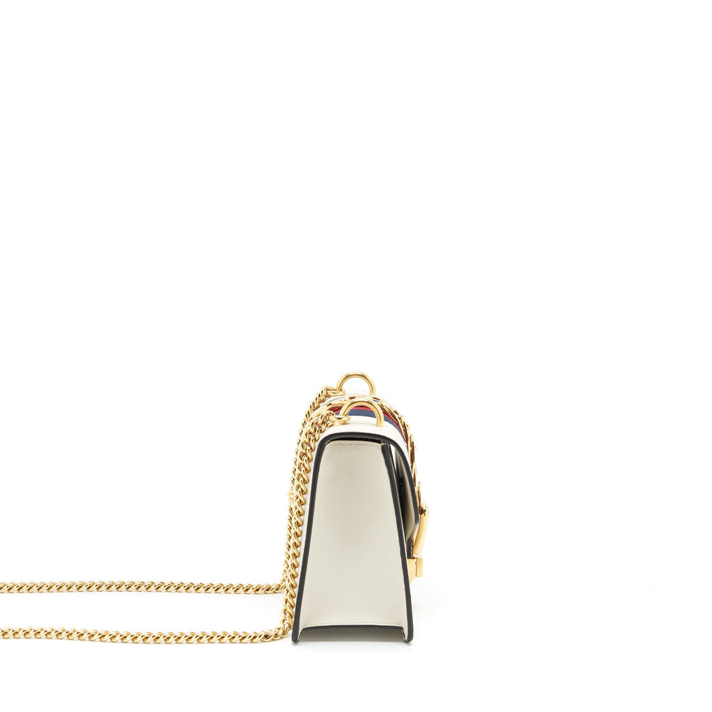 GUCCI MINI SYLVIE CHAIN BAG WHITE GHW
