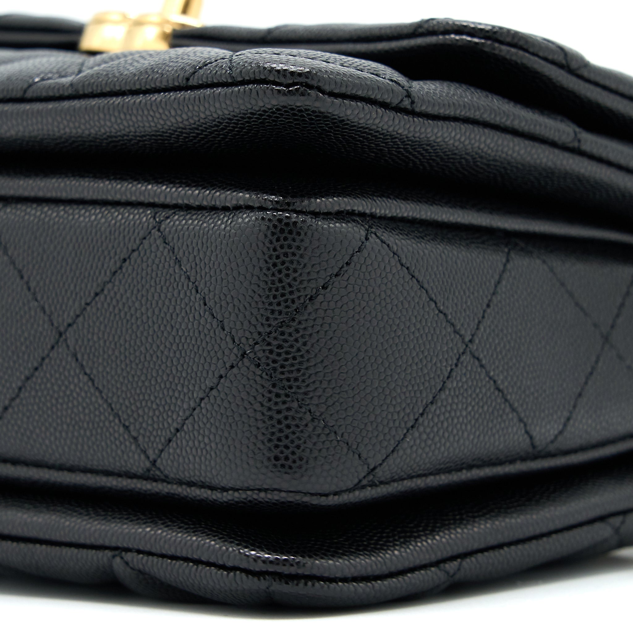 CHANEL 22K COCO FIRST FLAP BAG GRAINED CALFSKIN BLACK GHW (MICROCHIP)