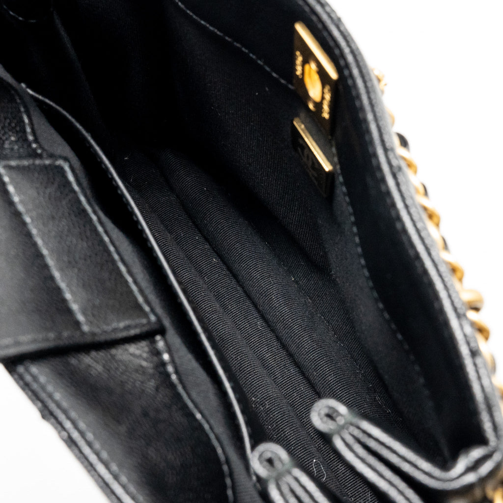 CHANEL CC CAMELLIA SMALL SHOPPING BAG CAVIAR BLACK GHW (MICROCHIP)