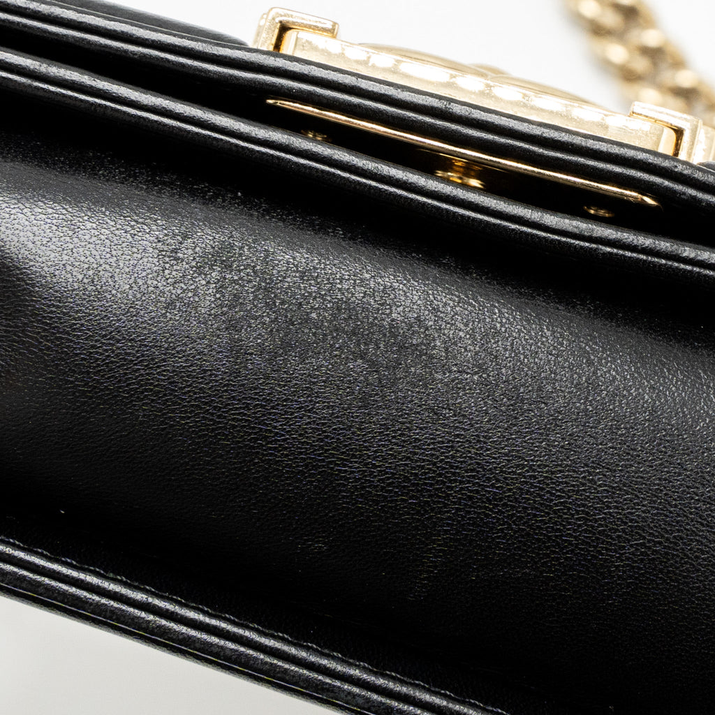 CHANEL SMALL CHEVRON BOY BAG LAMBSKIN BLACK GHW
