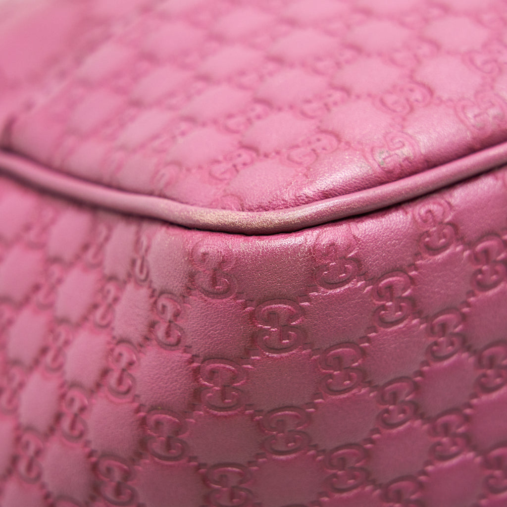 GUCCI LEATHER SHOPPING TOTE BAG RASPBERRY PINK