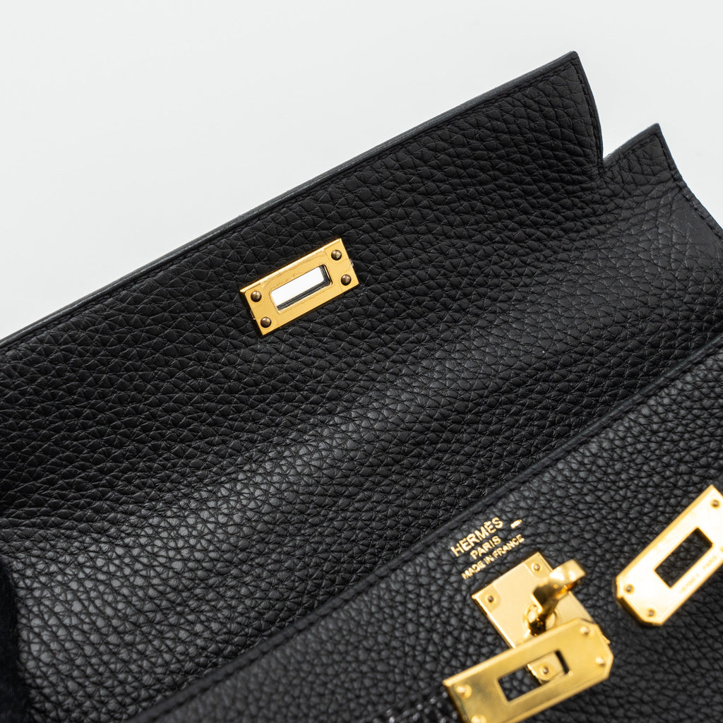 HERMES TOUCH KELLY 25 TOGO / LIZARD BLACK GHW