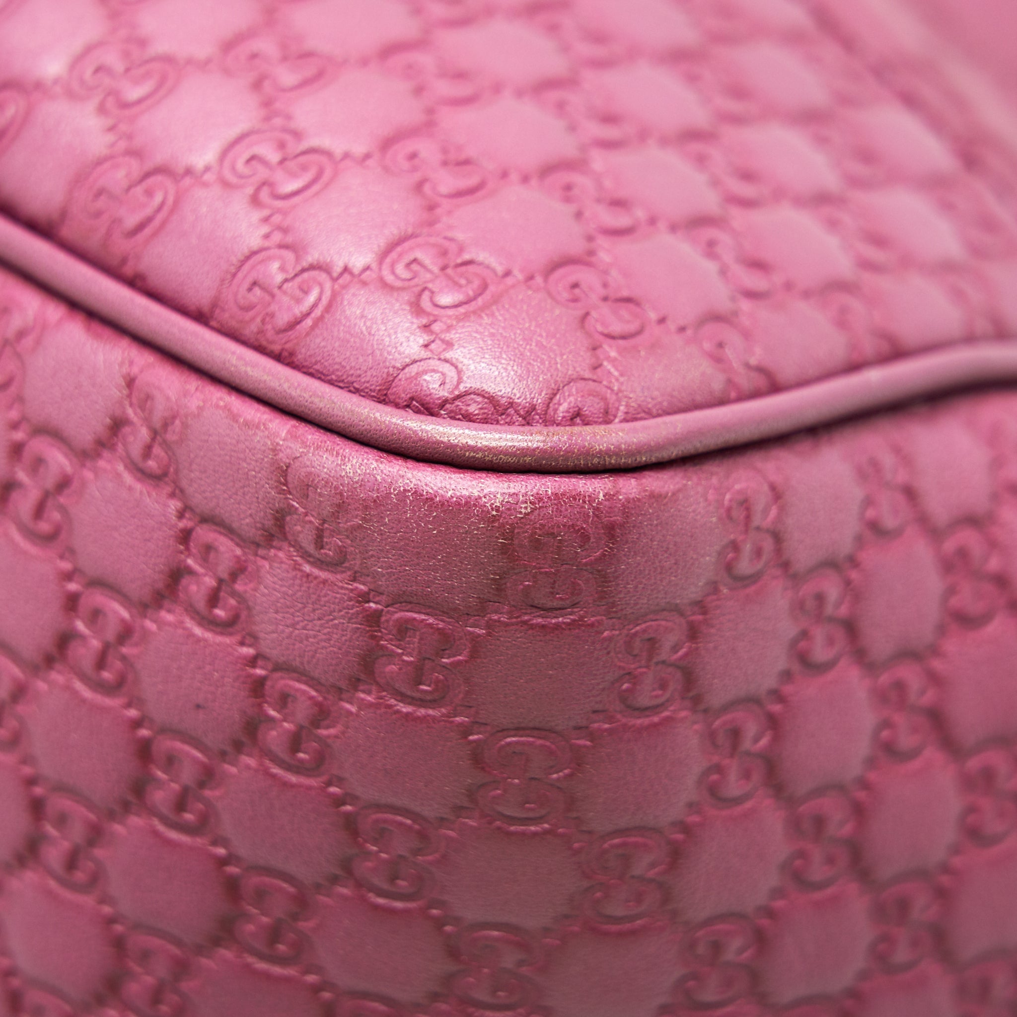 GUCCI LEATHER SHOPPING TOTE BAG RASPBERRY PINK