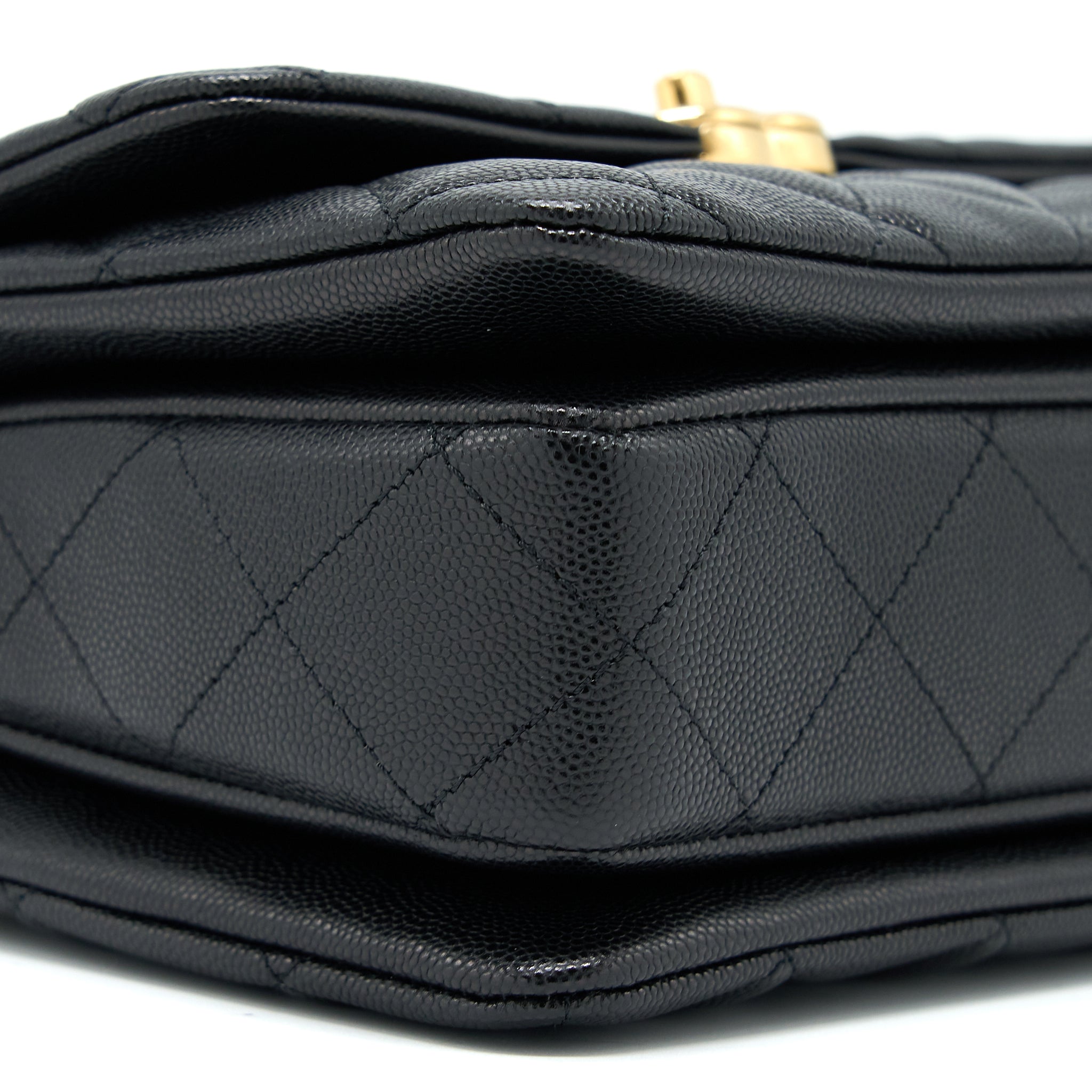 CHANEL 22K COCO FIRST FLAP BAG GRAINED CALFSKIN BLACK GHW (MICROCHIP)