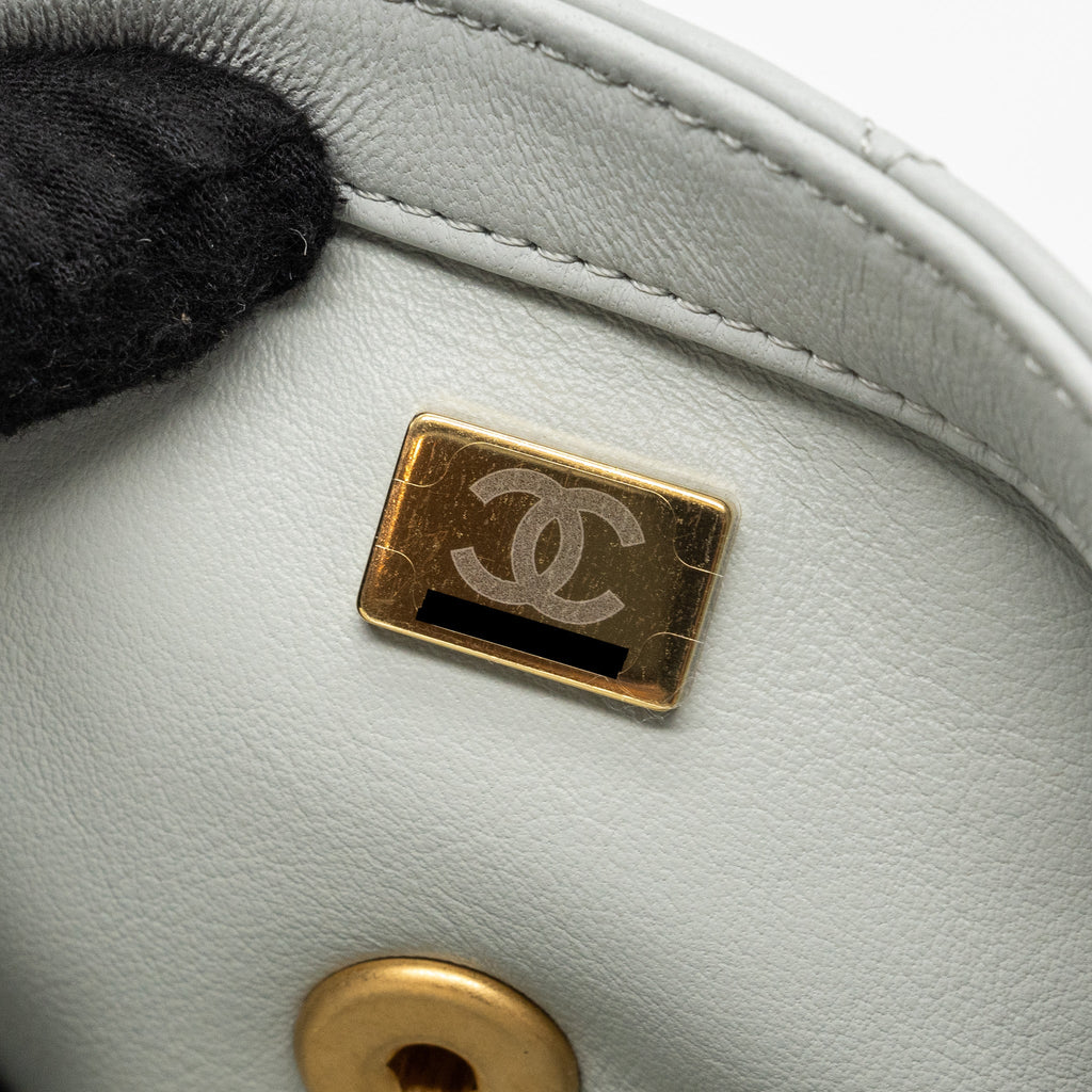 CHANEL 23C PEARL CRUSH MINI RECTANGULAR FLAP BAG LAMBSKIN LIGHT GREY GHW (MICROCHIP)