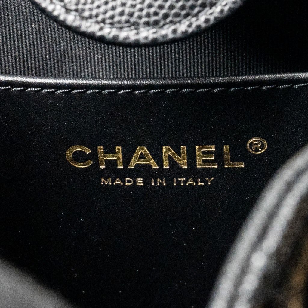 CHANEL CC CAMELLIA SMALL SHOPPING BAG CAVIAR BLACK GHW (MICROCHIP)