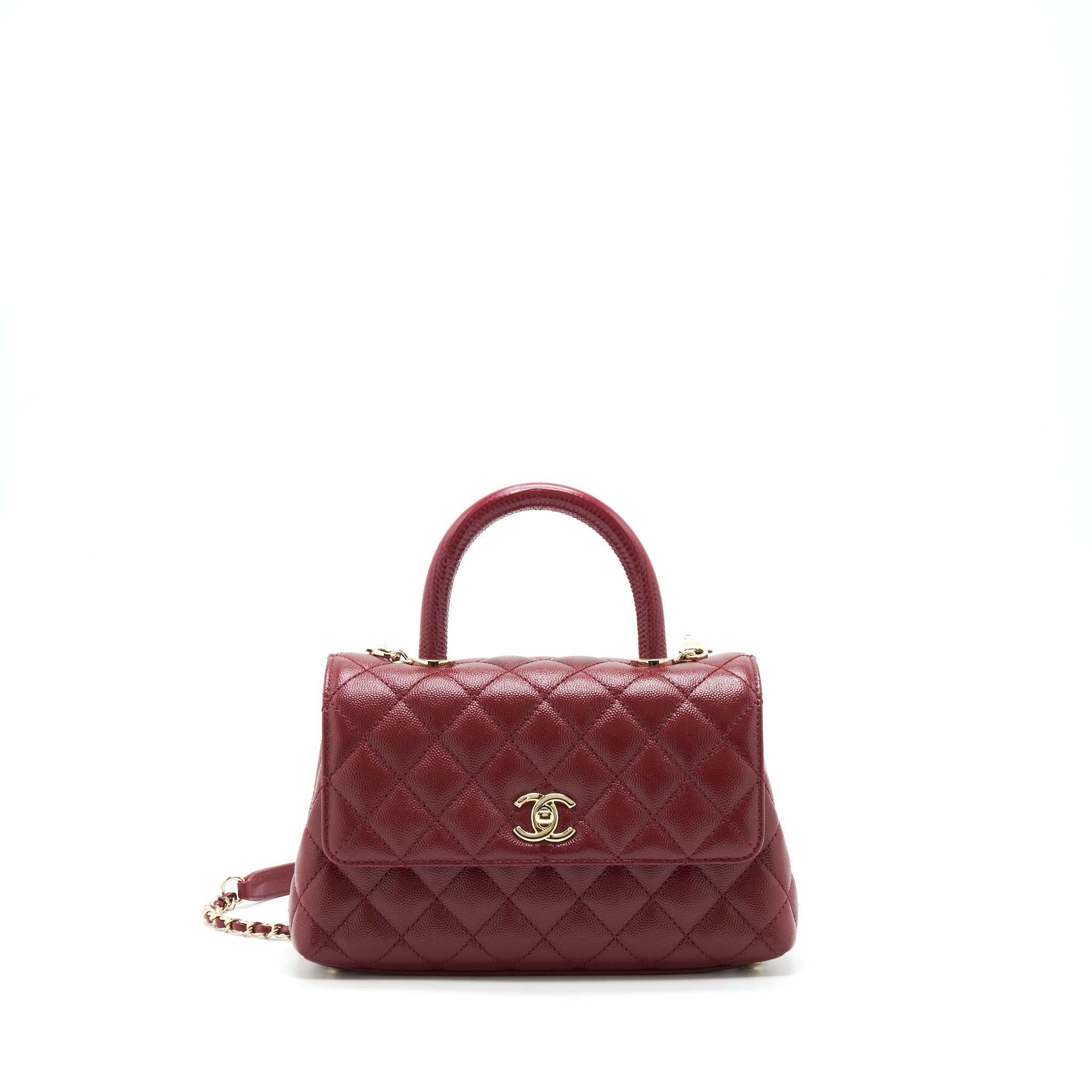CHANEL 21A SMALL COCO HANDLE CAVIAR NC635 BURGUNDY LGHW