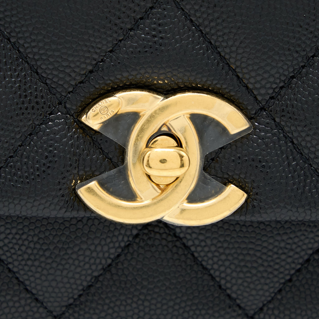 CHANEL 22K COCO FIRST FLAP BAG GRAINED CALFSKIN BLACK GHW (MICROCHIP)