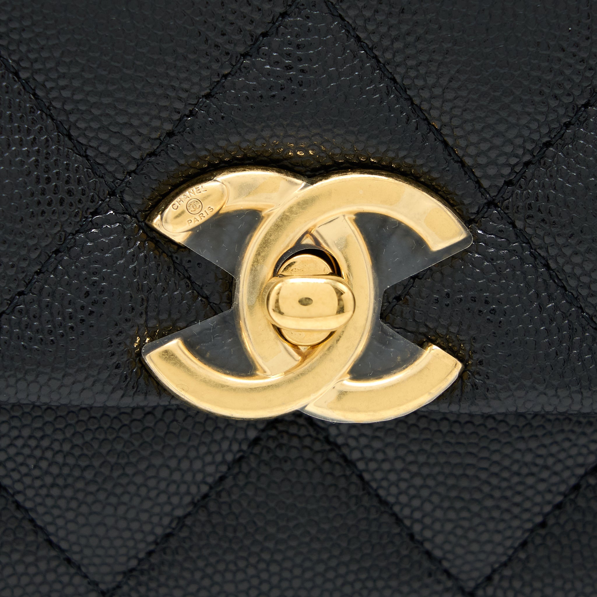 CHANEL 22K COCO FIRST FLAP BAG GRAINED CALFSKIN BLACK GHW (MICROCHIP)