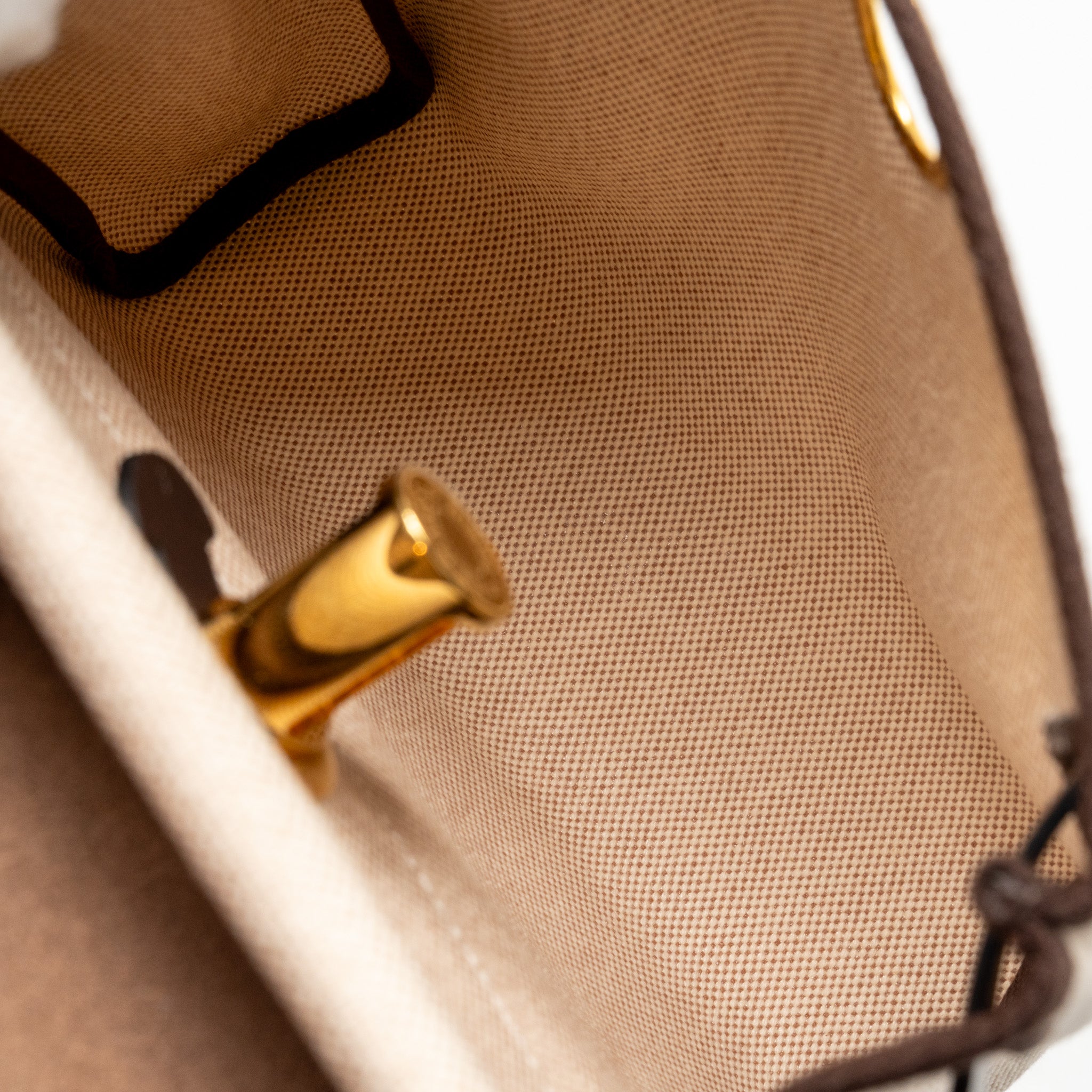 HERMES HERBAGMINI CANVAS/HUNTER LEATHER ECRU-BEIGE/EBENE GHW