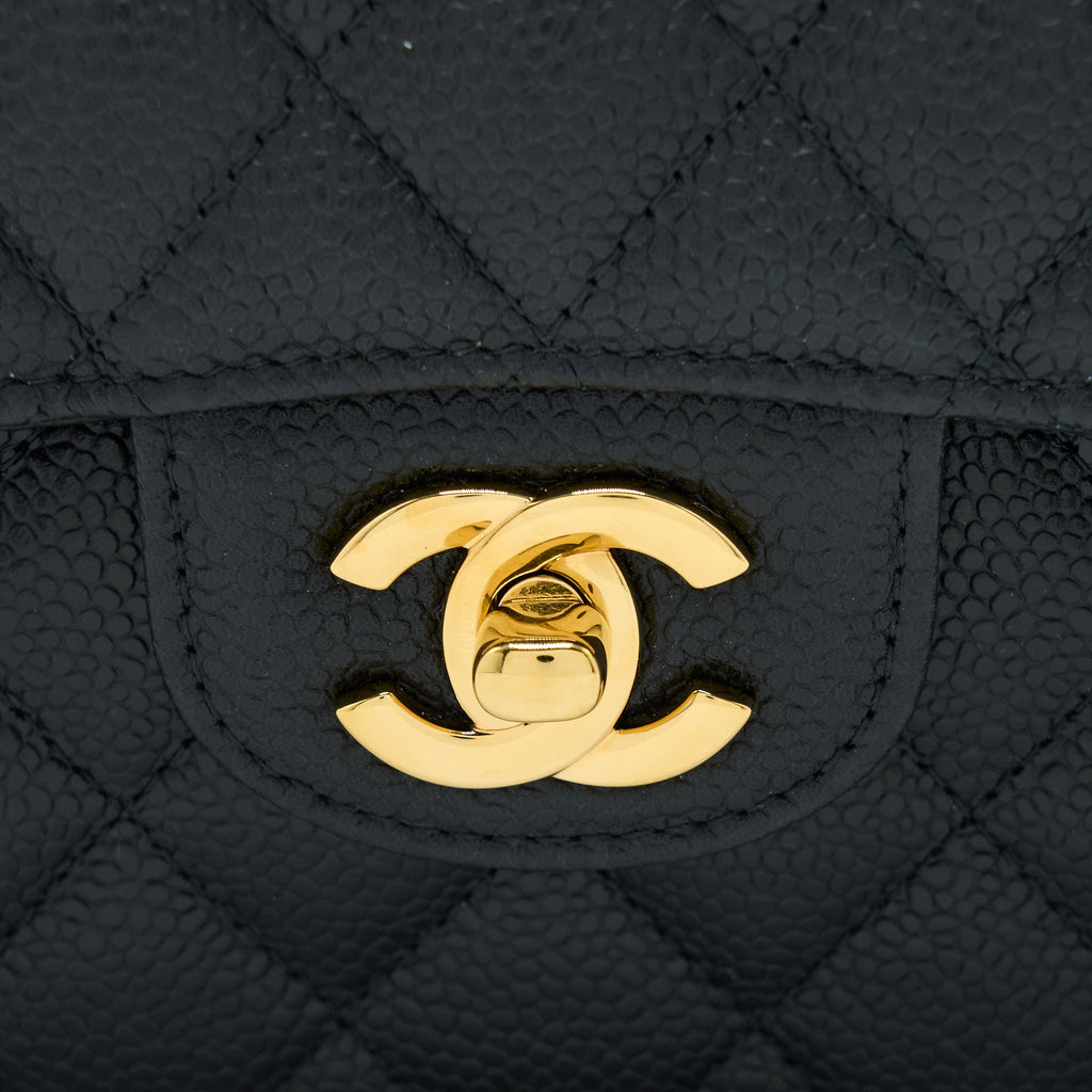 CHANEL SMALL CLASSIC FLAP BAG CAVIAR BLACK GHW (MICROCHIP)
