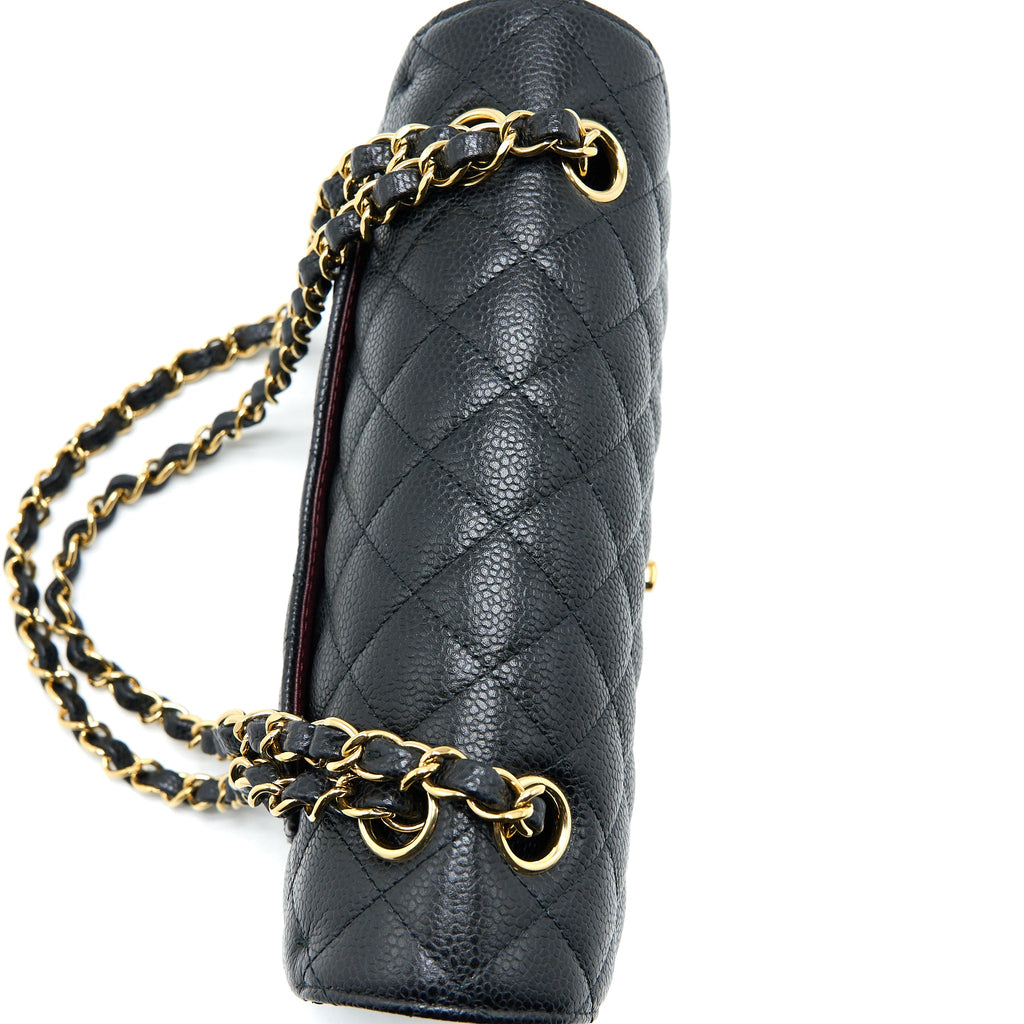 CHANEL SMALL CLASSIC FLAP BAG CAVIAR BLACK GHW (MICROCHIP)