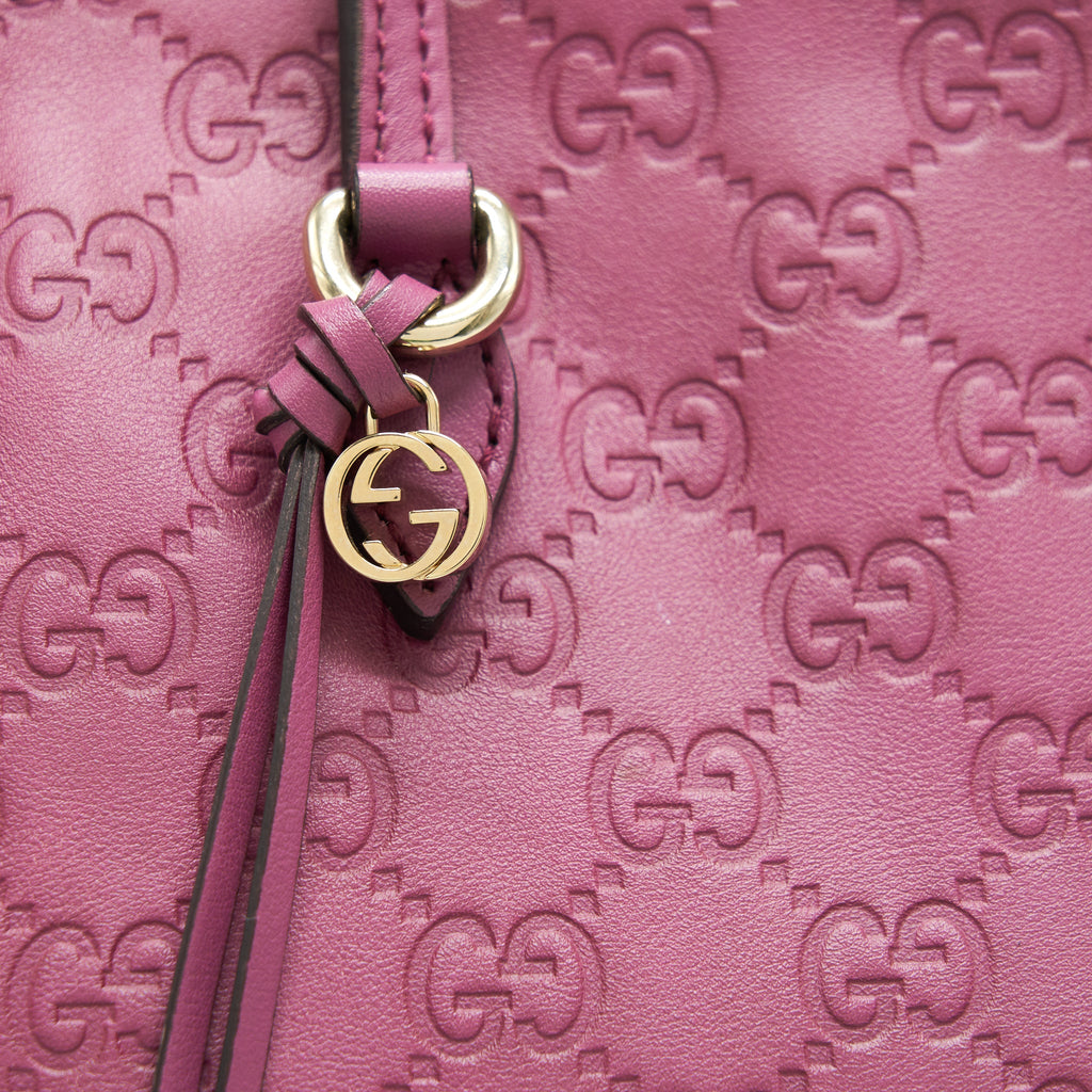 GUCCI LEATHER SHOPPING TOTE BAG RASPBERRY PINK
