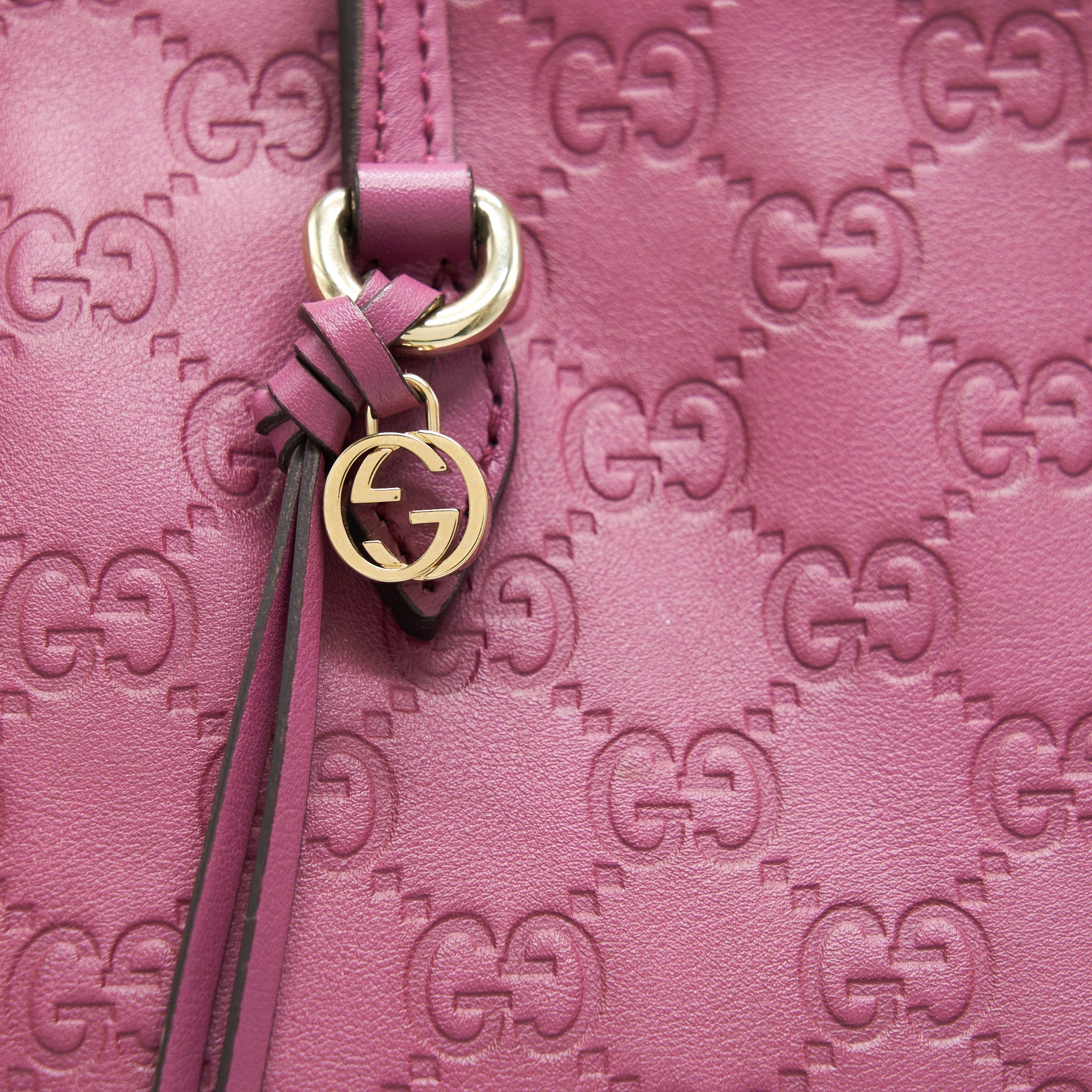 GUCCI LEATHER SHOPPING TOTE BAG RASPBERRY PINK