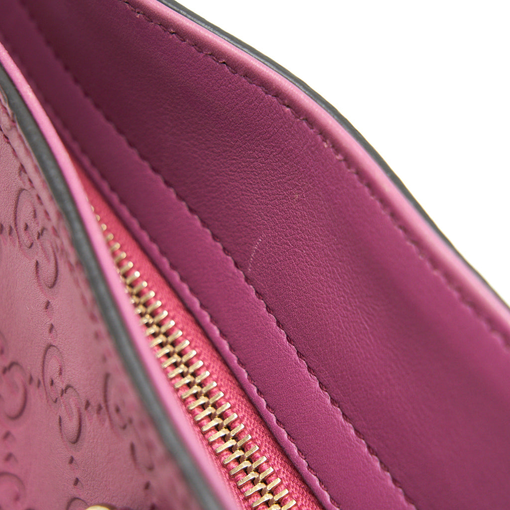 GUCCI LEATHER SHOPPING TOTE BAG RASPBERRY PINK