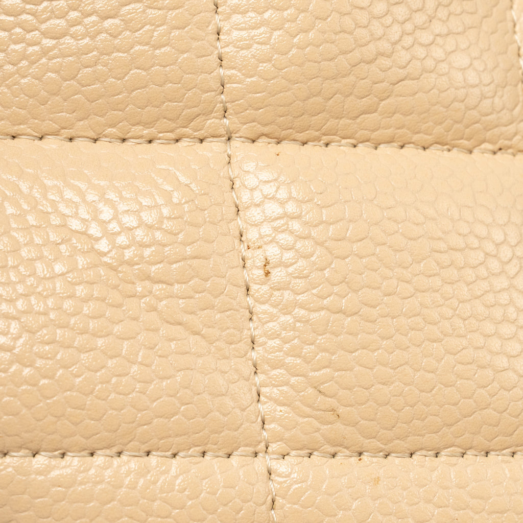 CHANEL VINTAGE MEDALLION TOTE BAG CAVIAR BEIGE GHW