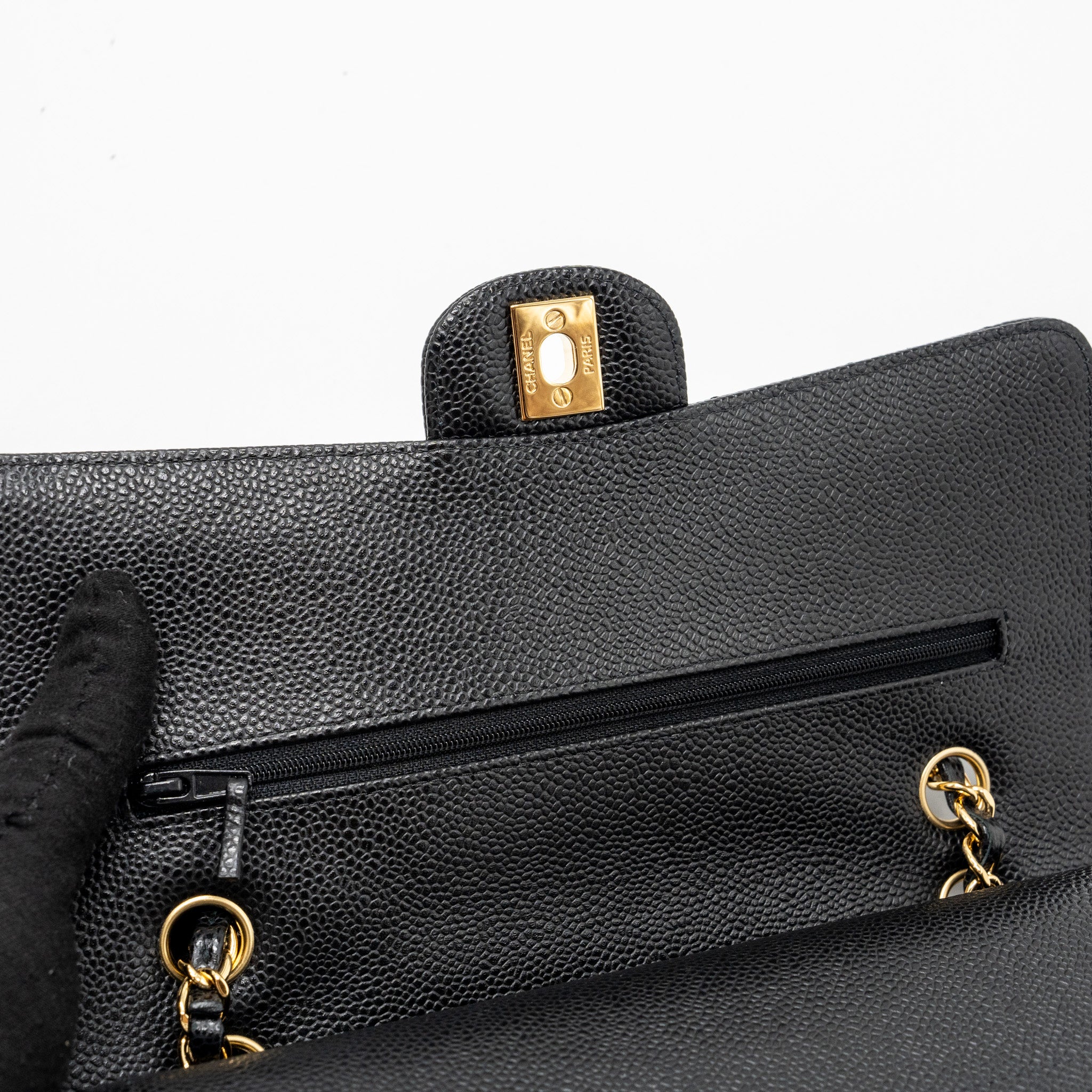 CHANEL MEDIUM CLASSIC DOUBLE FLAP BAG CAVIAR BLACK GHW