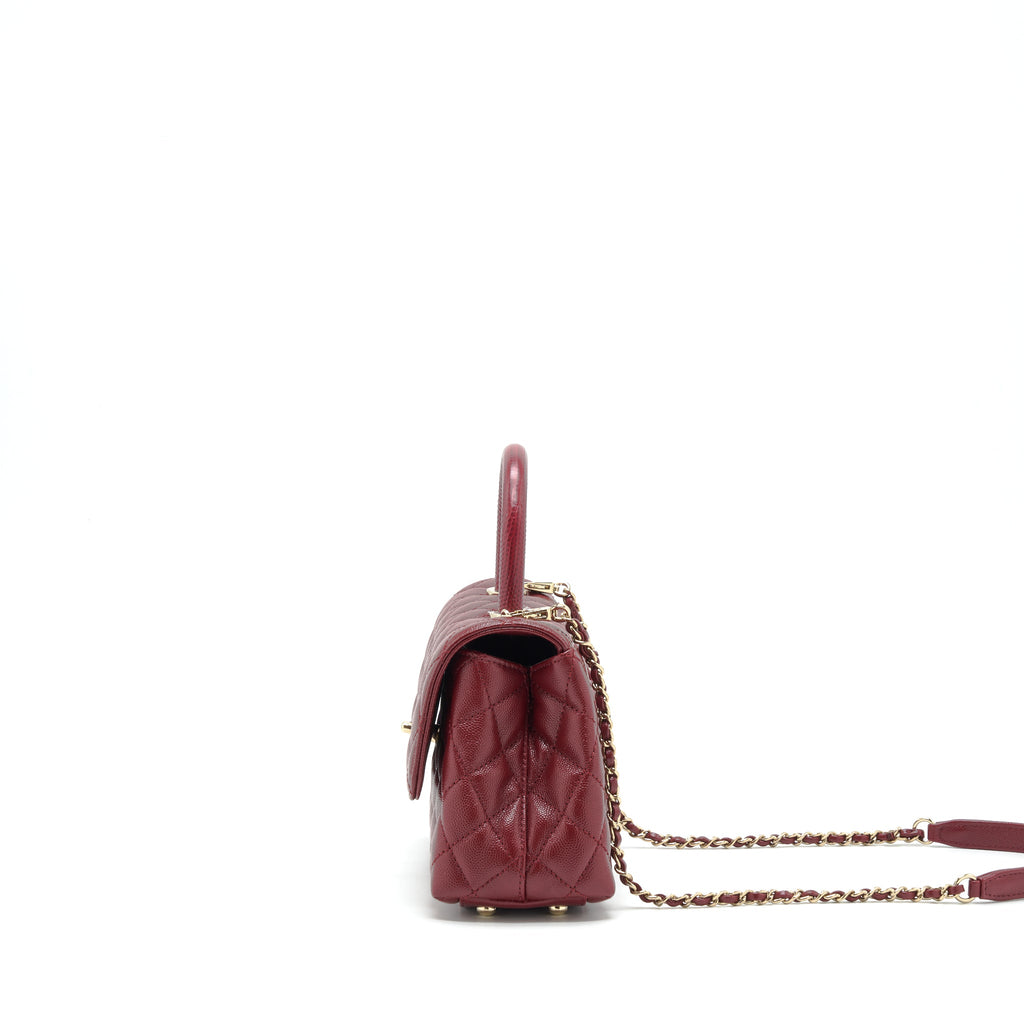 CHANEL 21A SMALL COCO HANDLE CAVIAR NC635 BURGUNDY LGHW