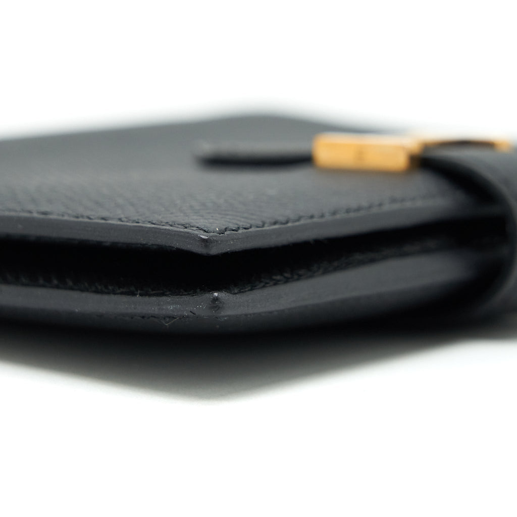 HERMES BEARN COMPACT WALLET BLACK GHW