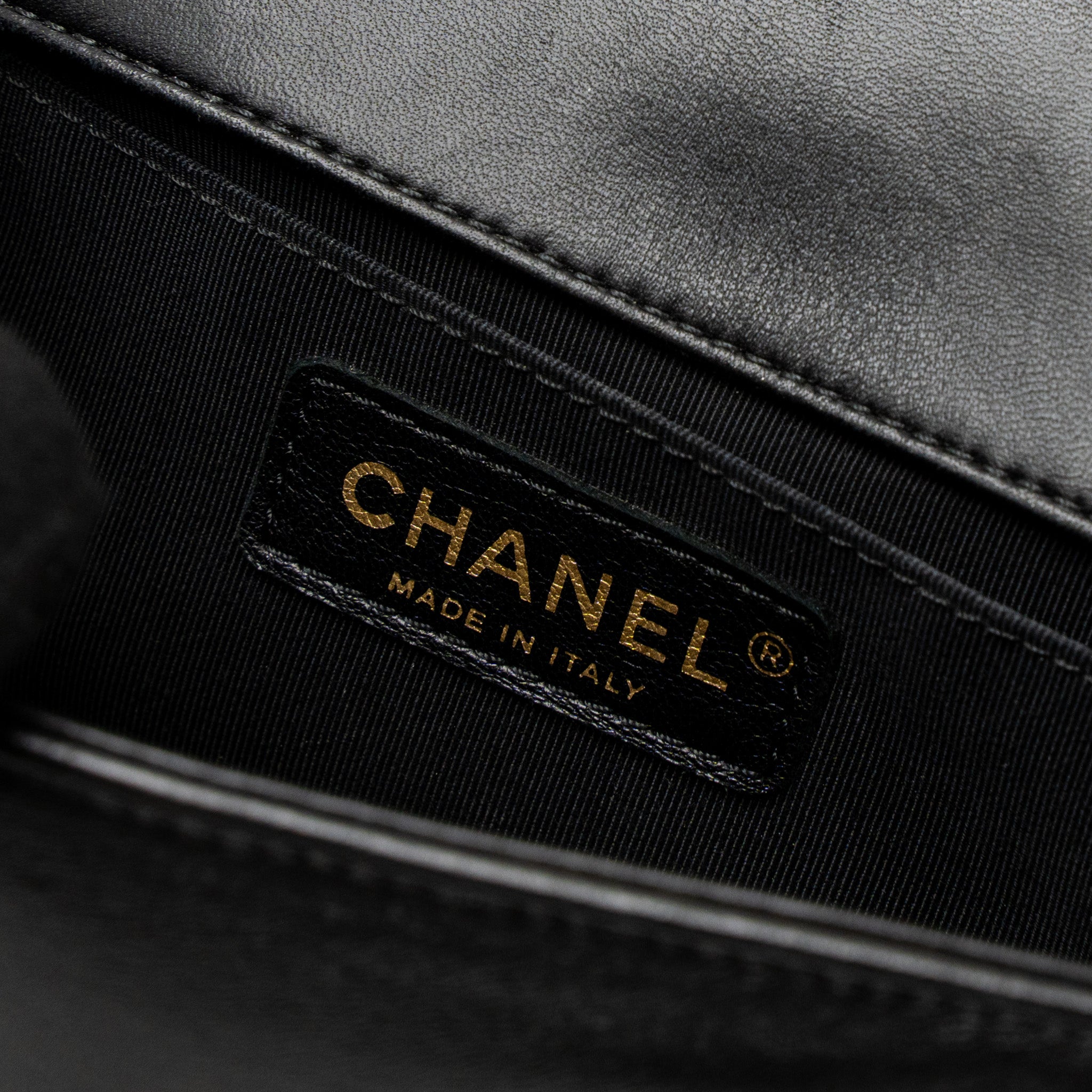CHANEL SMALL CHEVRON BOY BAG LAMBSKIN BLACK GHW