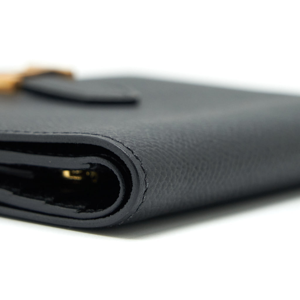 HERMES BEARN COMPACT WALLET BLACK GHW
