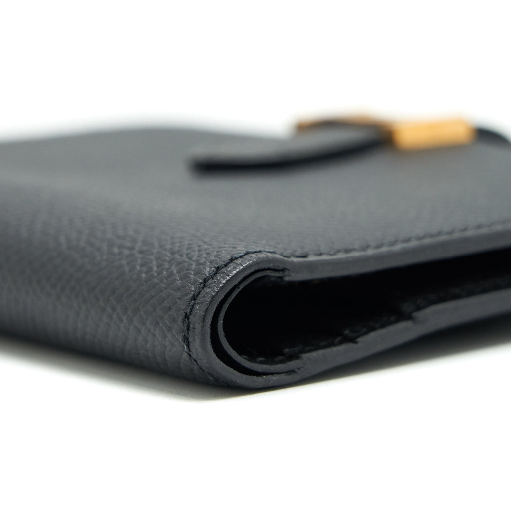 HERMES BEARN COMPACT WALLET BLACK GHW