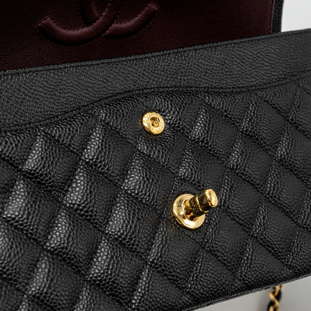CHANEL MEDIUM CLASSIC DOUBLE FLAP BAG CAVIAR BLACK GHW