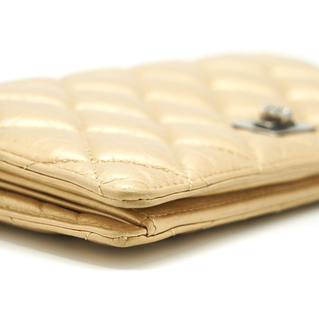 CHANEL QUILTED 2.55 WALLET CALFSKIN GOLD RUTHENIUM SLIVER HARDWARE