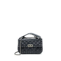 VALENTINO ROCKSTUD TOP HANDLE FLAP BAG WITH CHAIN BLACK SHW