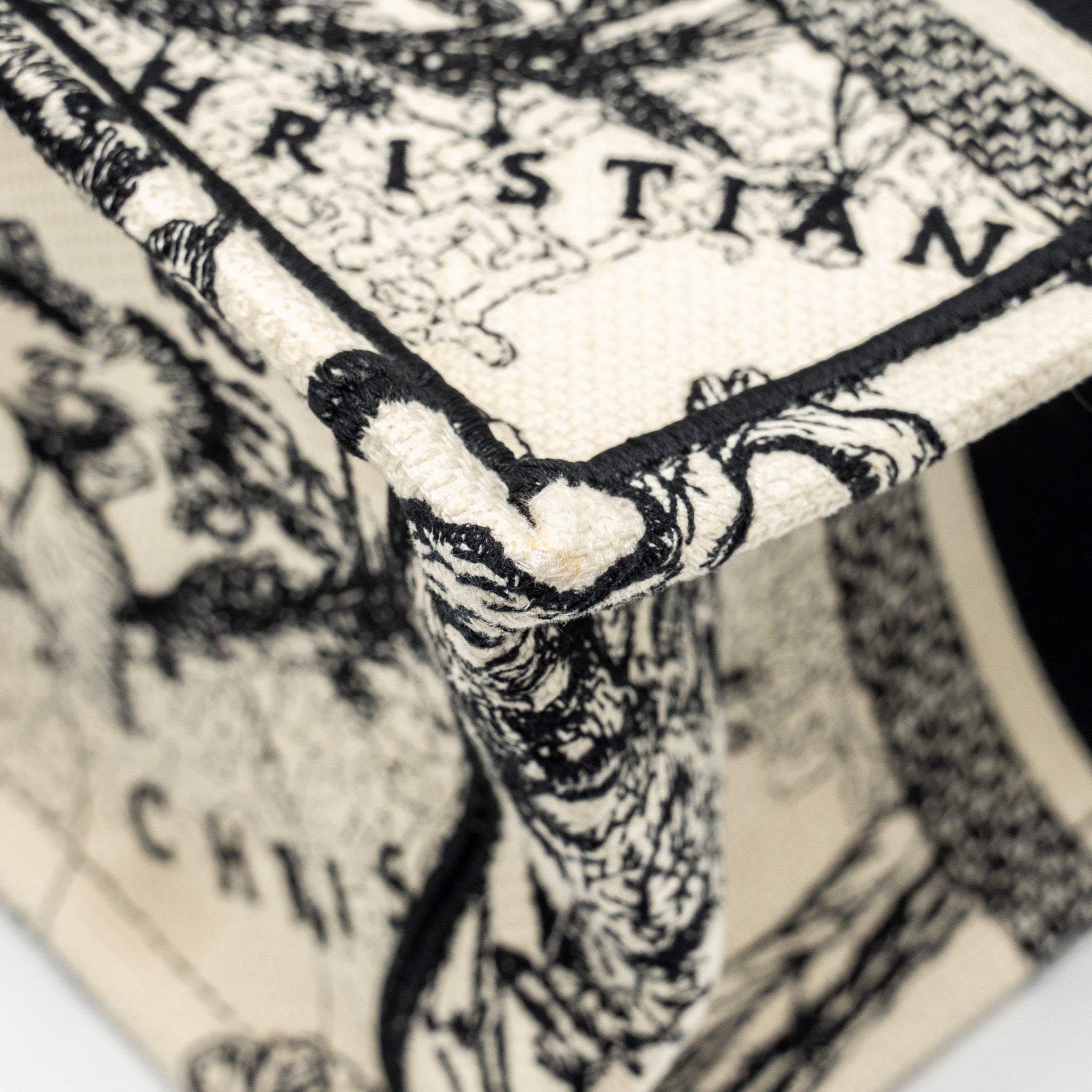 DIOR SMALL BOOK TOTE LATTE/BLACK TOILE DE JOUY ZODIAC EMBROIDERY