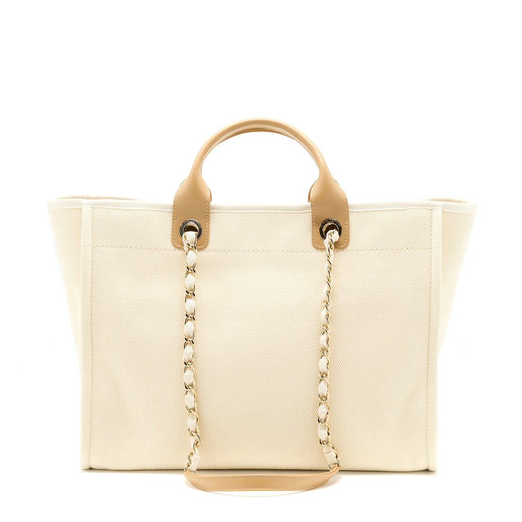 CHANEL DEAUVILLE PEARL TOTE CANVAS GHW