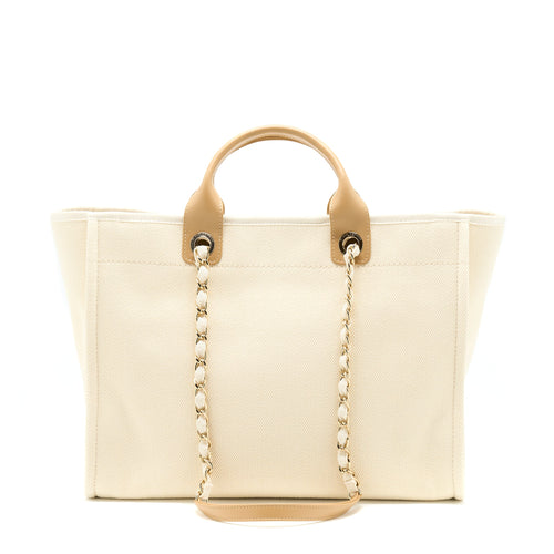 CHANEL DEAUVILLE PEARL TOTE CANVAS GHW