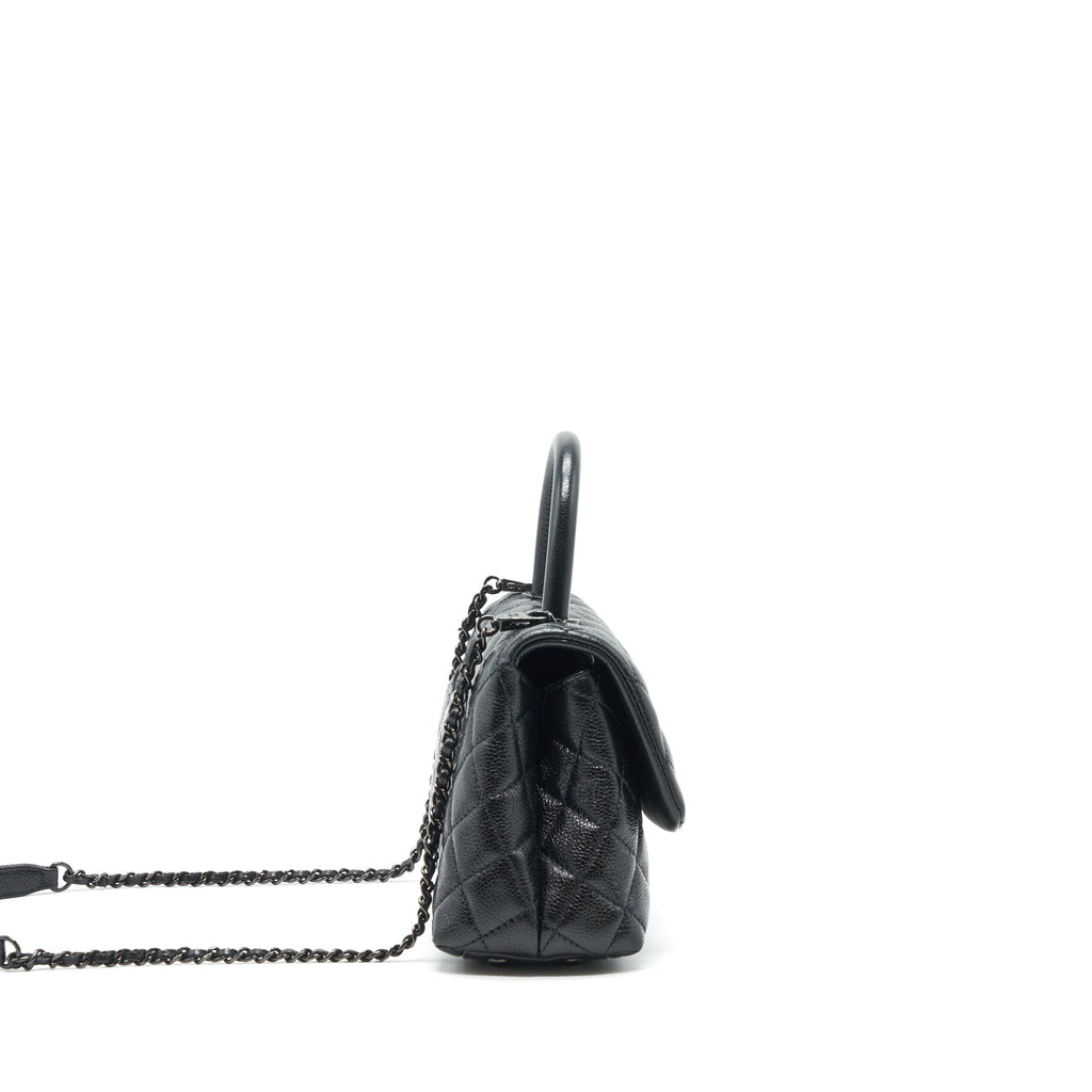 CHANEL SMALL COCO HANDLE CAVIAR SO BLACK WITH BLACK HARDWARE