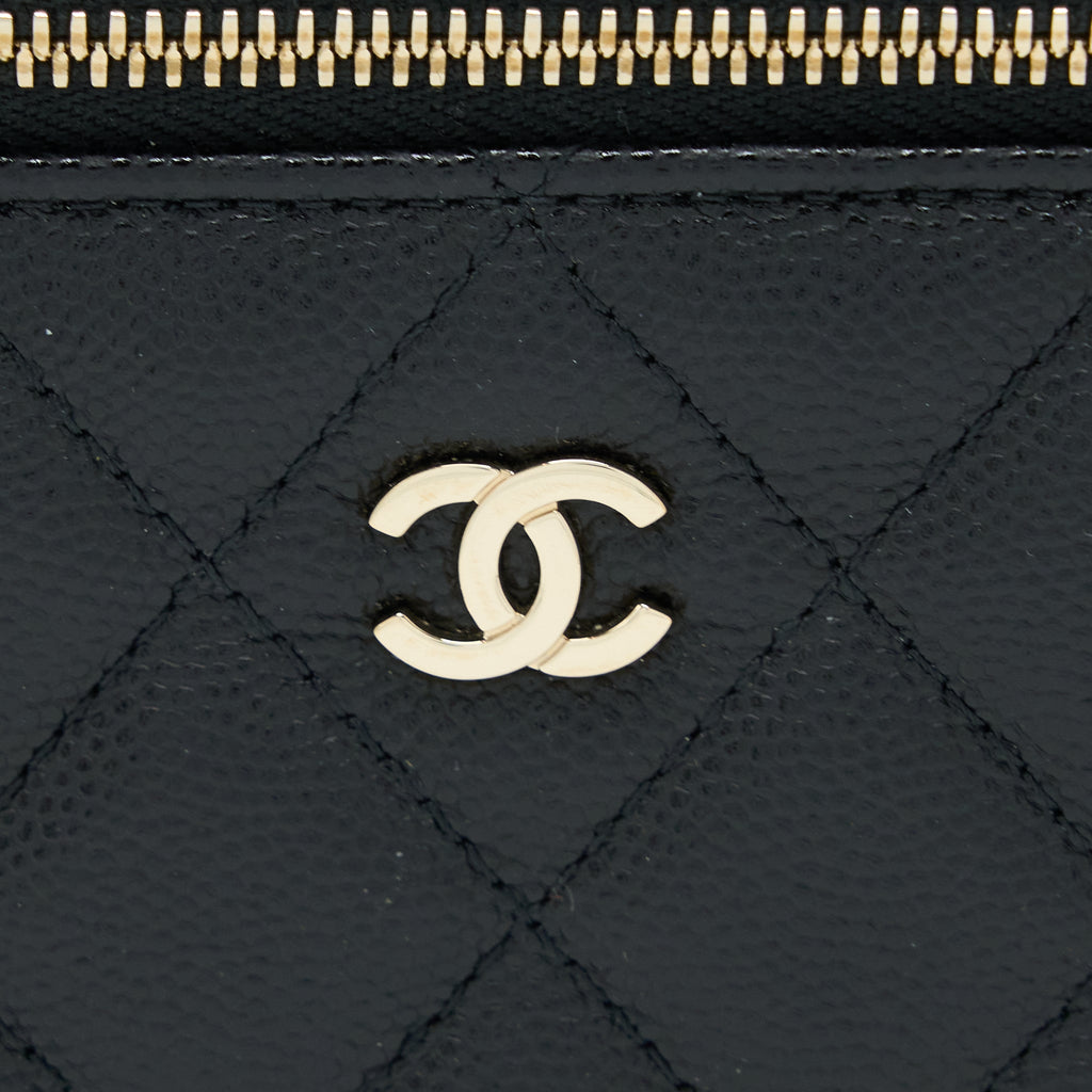 CHANEL LONG VANITY WITH CHAIN CAVIAR BLACK LGHW