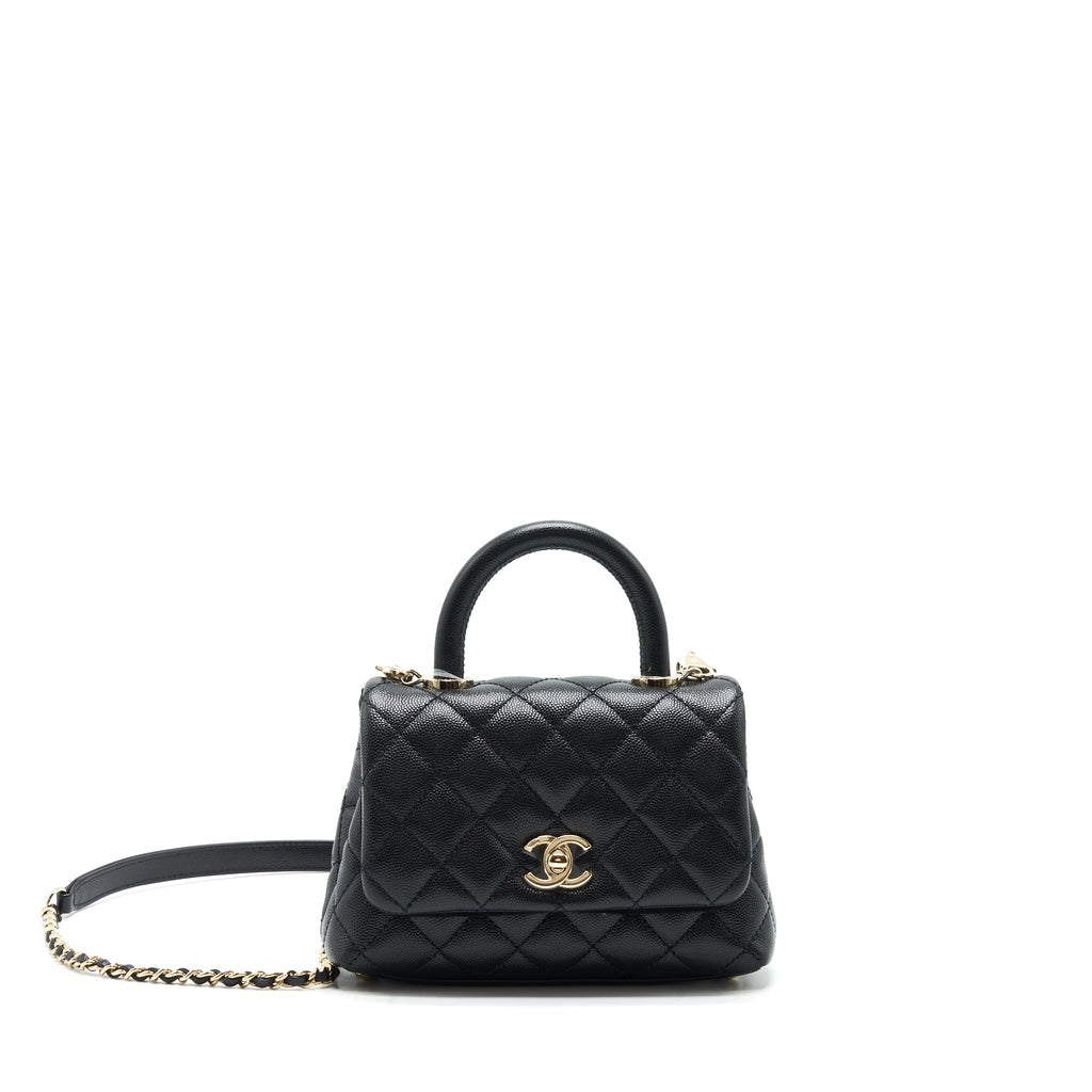 CHANEL MINI COCO HANDLE 20CM CAVIAR BLACK WITH LGHW