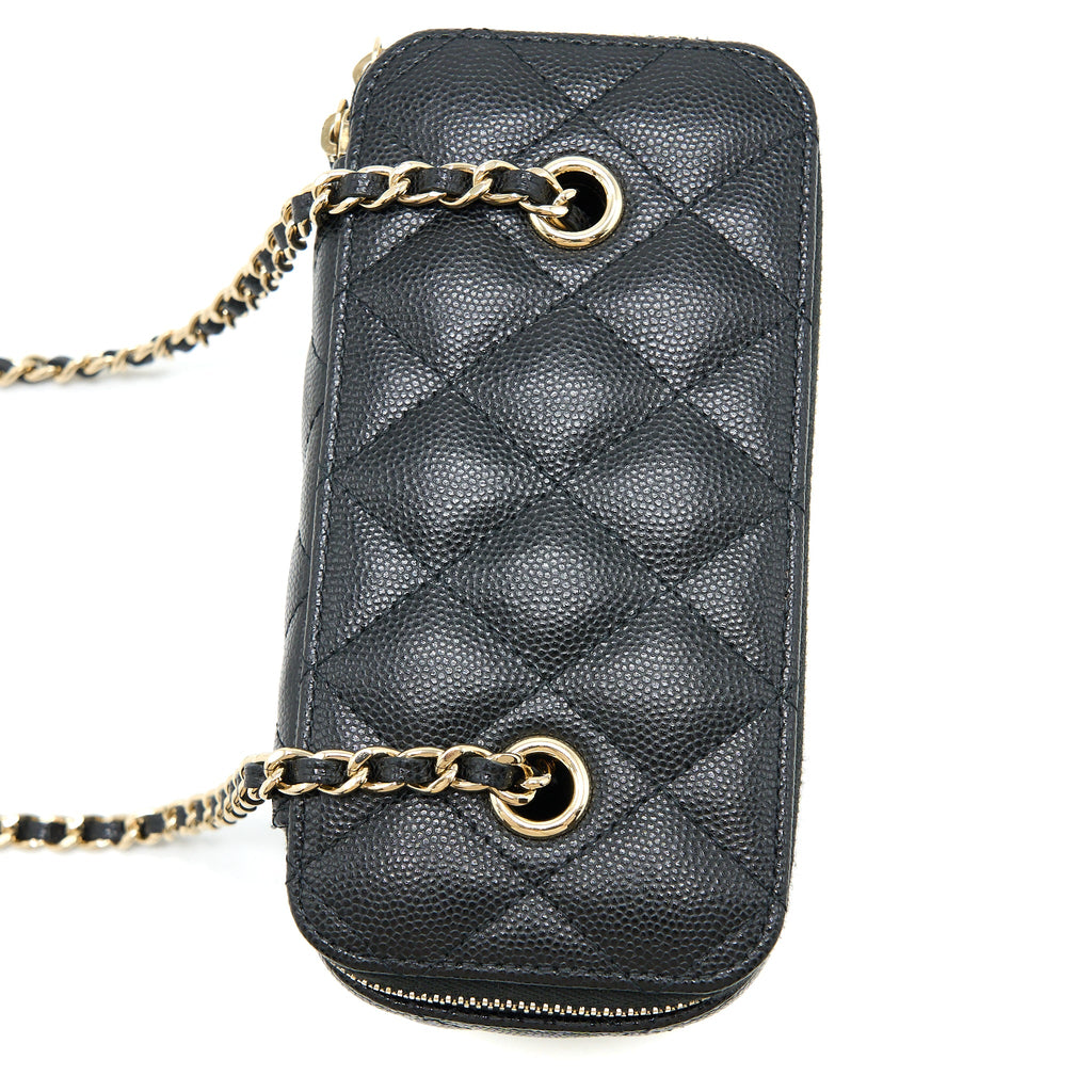 CHANEL LONG VANITY WITH CHAIN CAVIAR BLACK LGHW