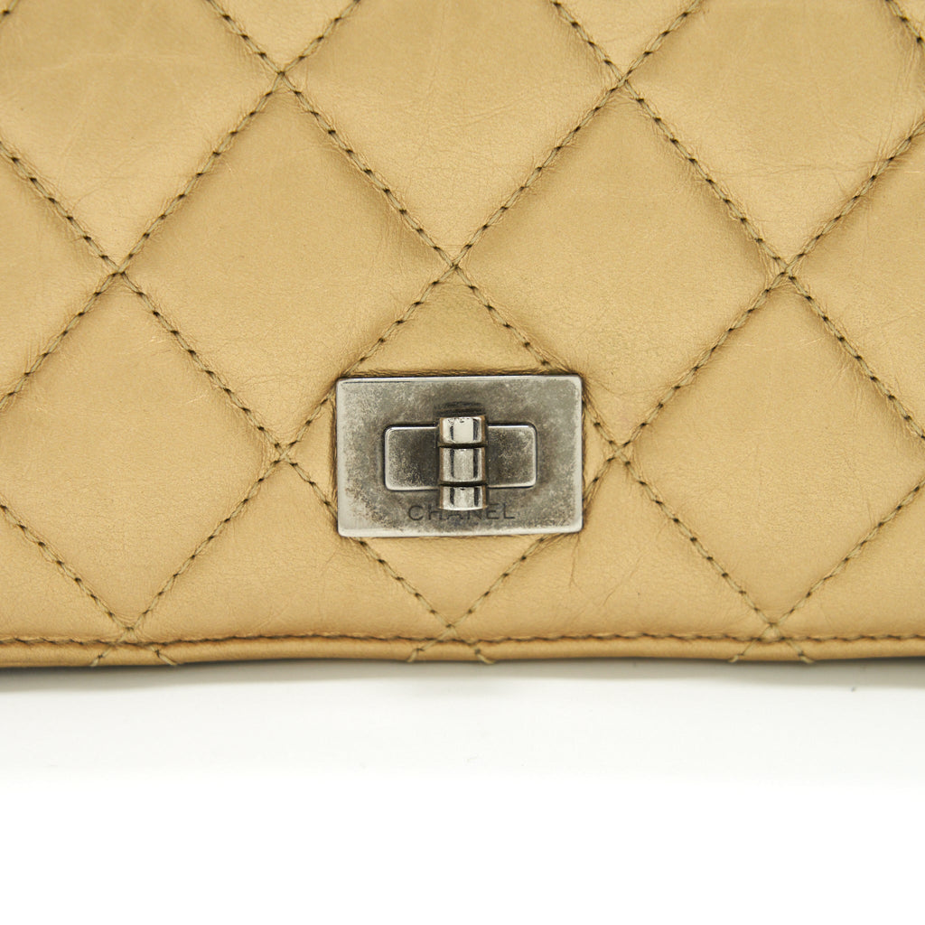 CHANEL QUILTED 2.55 WALLET CALFSKIN GOLD RUTHENIUM SLIVER HARDWARE