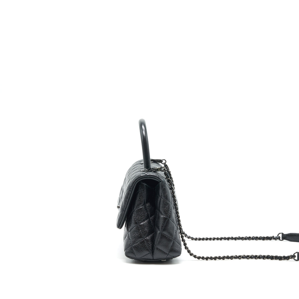 CHANEL SMALL COCO HANDLE CAVIAR SO BLACK WITH BLACK HARDWARE