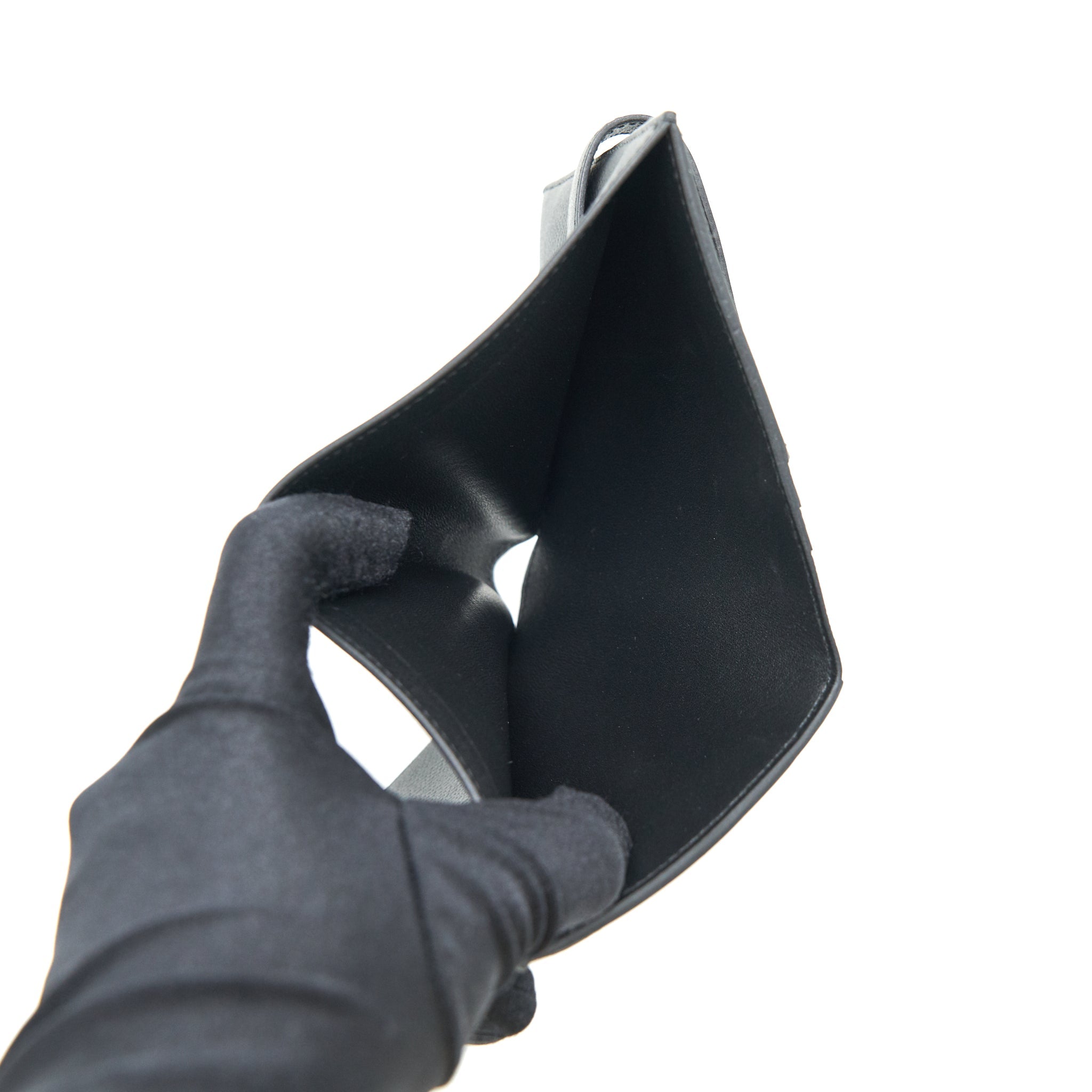 HERMES BEARN COMPACT WALLET BLACK GHW